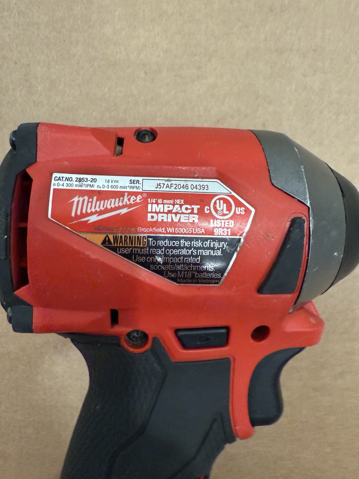 Milwaukee 2853-20 M18 Fuel 1/4" Hex Impact Driver w/CP 2.0ah 18V Battery