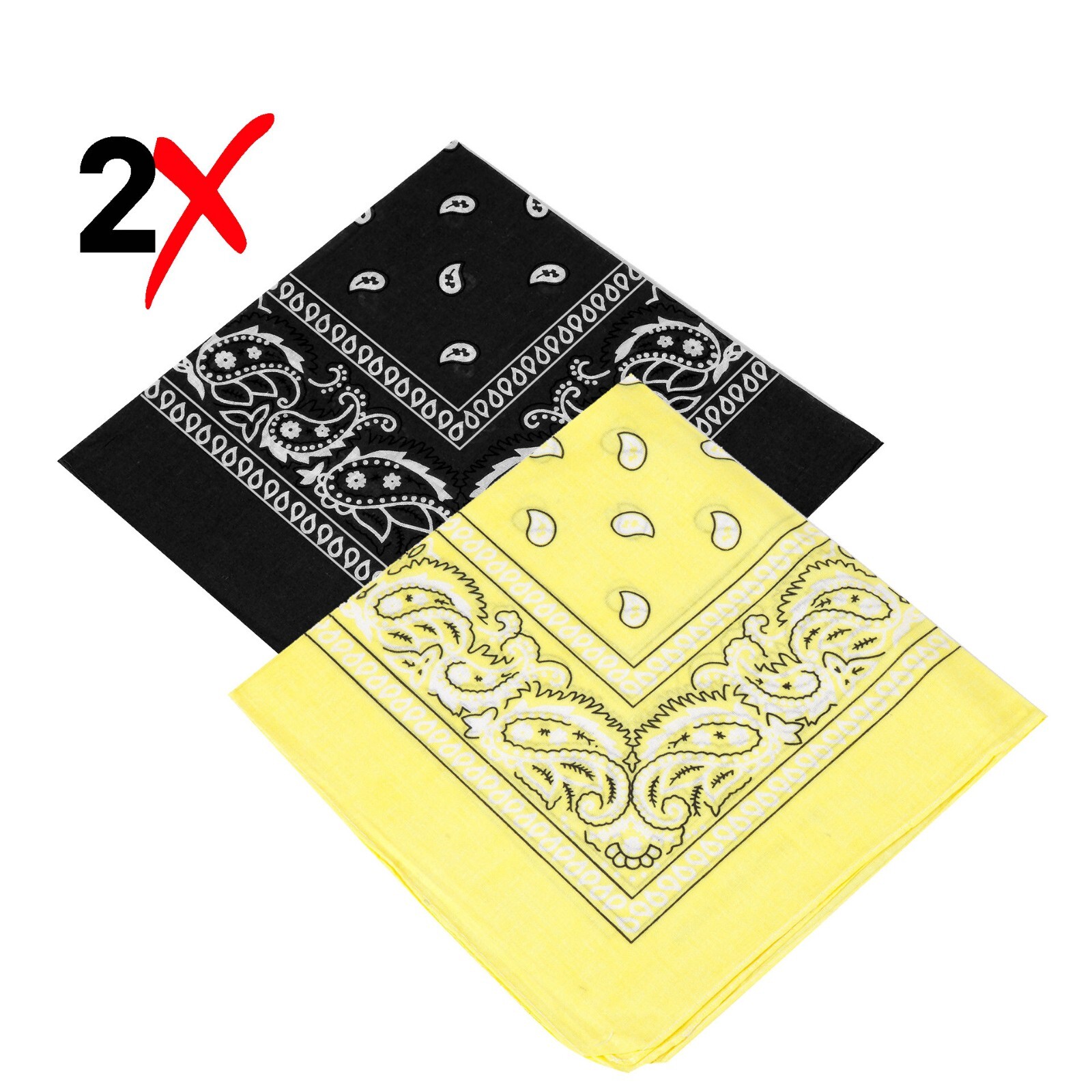 2-Pack Bandana 100% Cotton Paisley Print Double-Sided Scarf Head Neck Face Mask