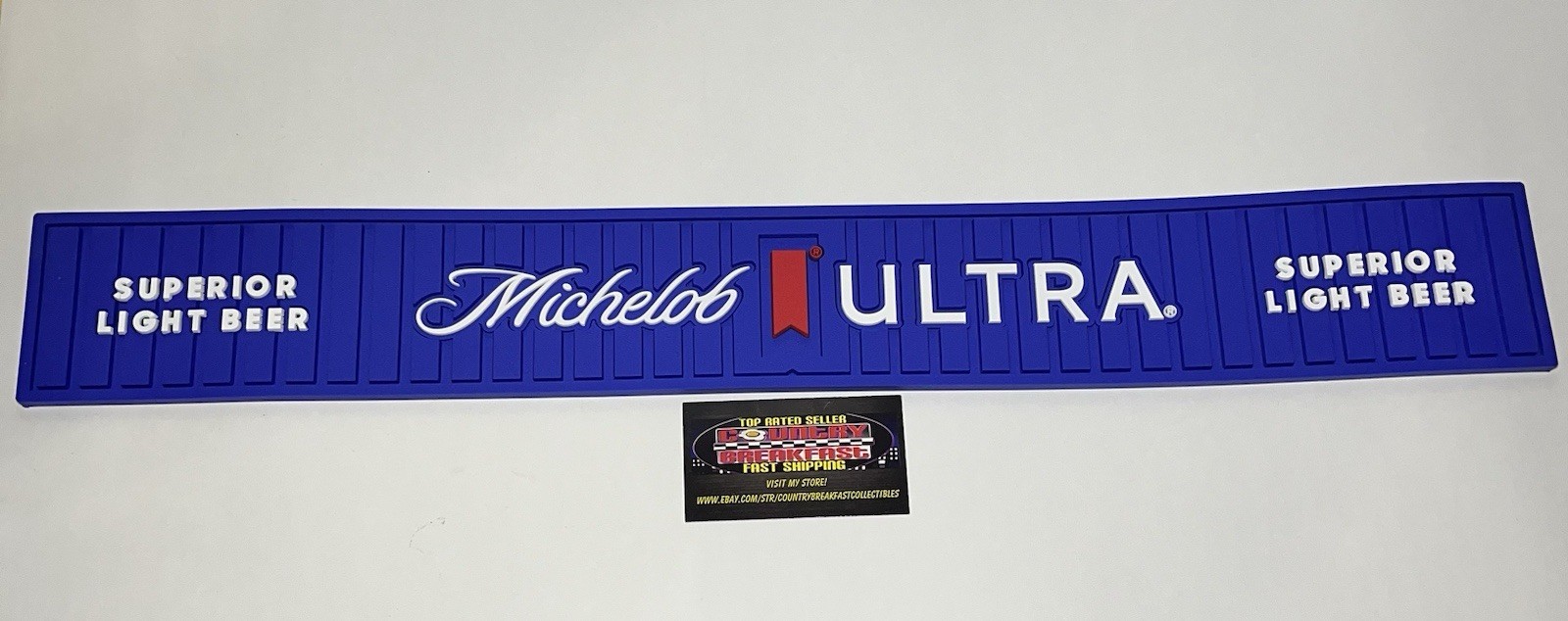 Michelob Ultra Light Beer “Worth It” Rubber Bar Rail Pour Spill Mat 24x3.25” New