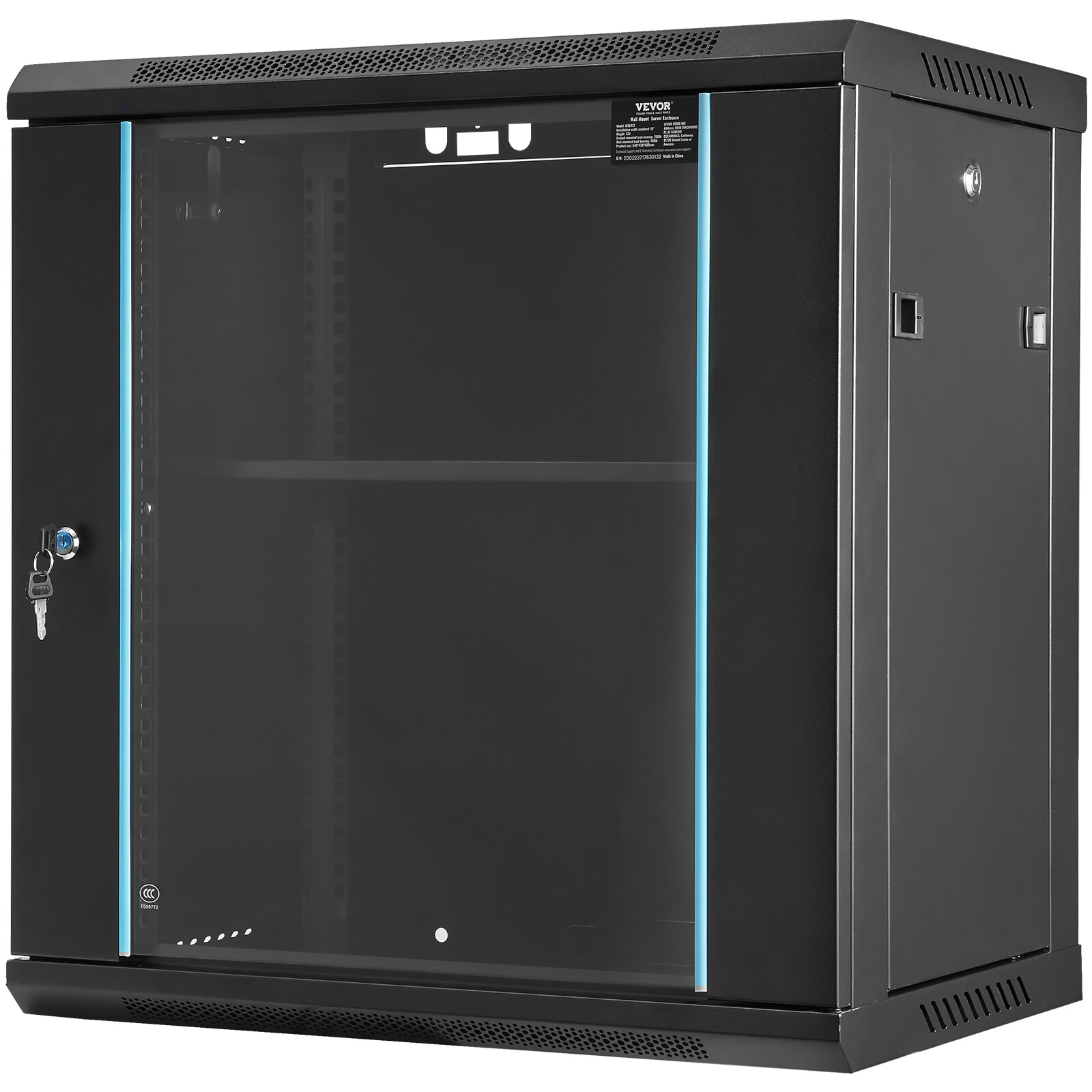 VEVOR 12U Wall Mount Network Server Rack Cabinet Enclosure 15.5'' Deep Door Lock