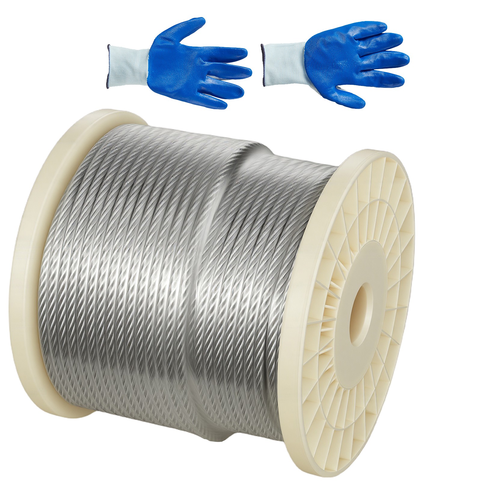 Uimoso Galvanized Carbon Steel Wire Rope 1/4 in 7x19, 250 ft Cable for Railing