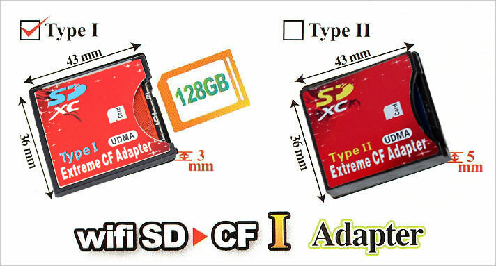 High Speed SD to CF Card Type I Adapter Support SDHC/SDXC to 16/32/64/128 GB