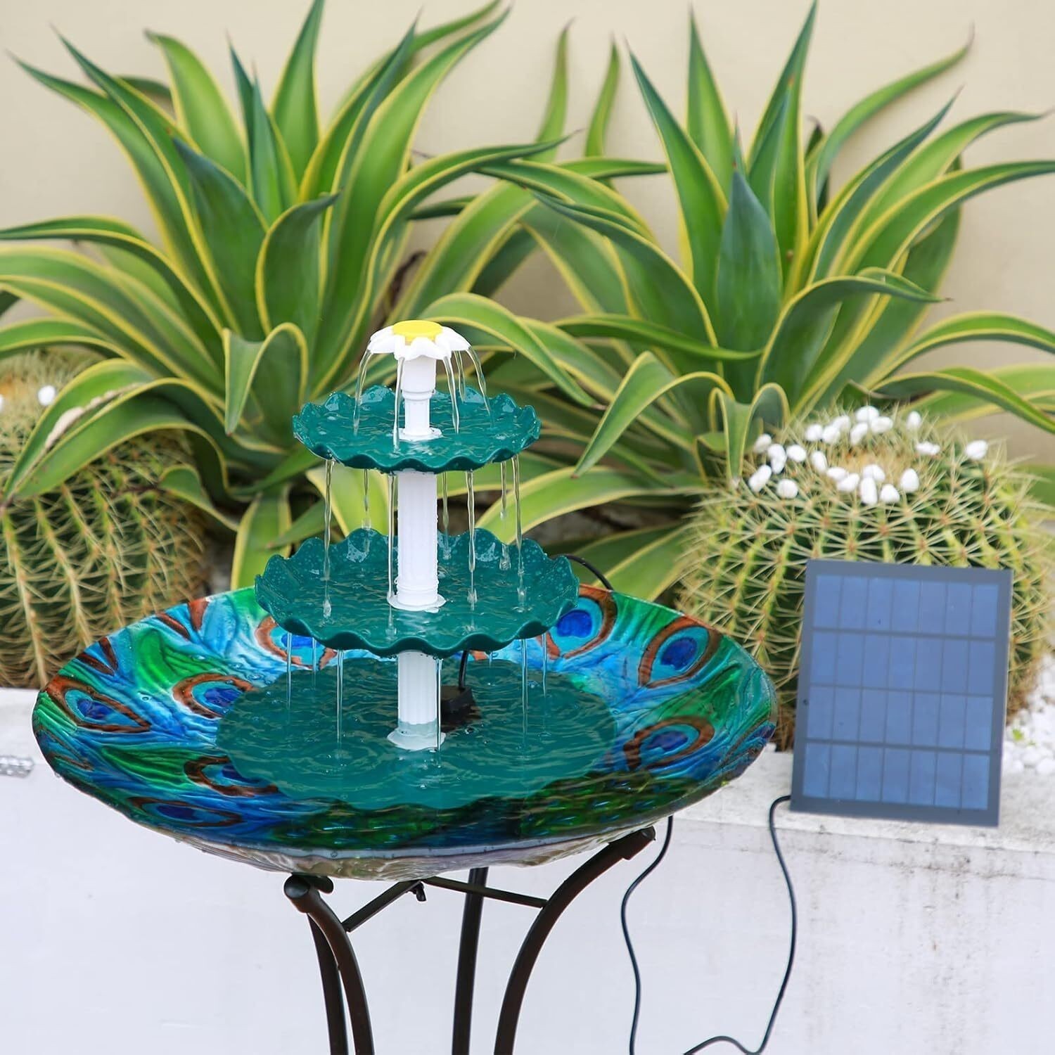 3-Tier Solar Bird Bath Fountain 3.5W Outdoor Water Fountain