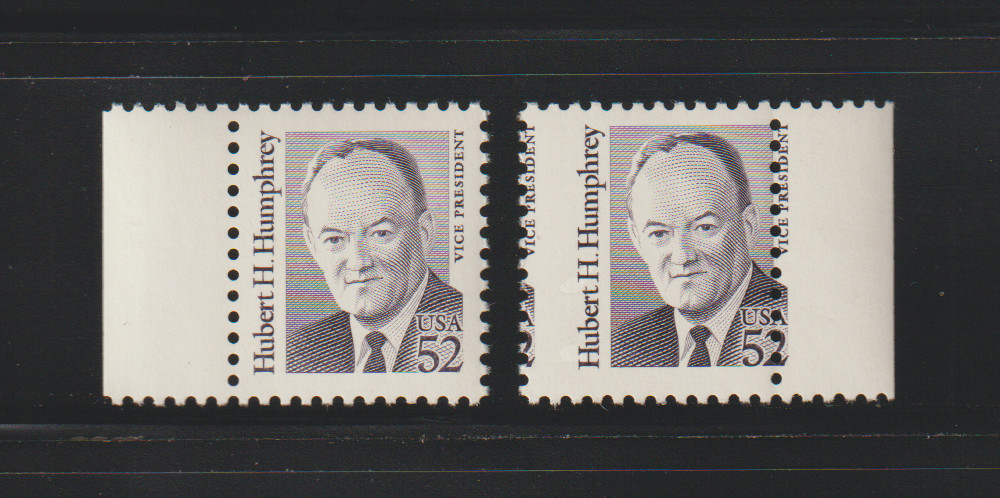 US EFO ERROR Stamps #2189 Humphrey: Uncommon Misperf & Normal. MNH