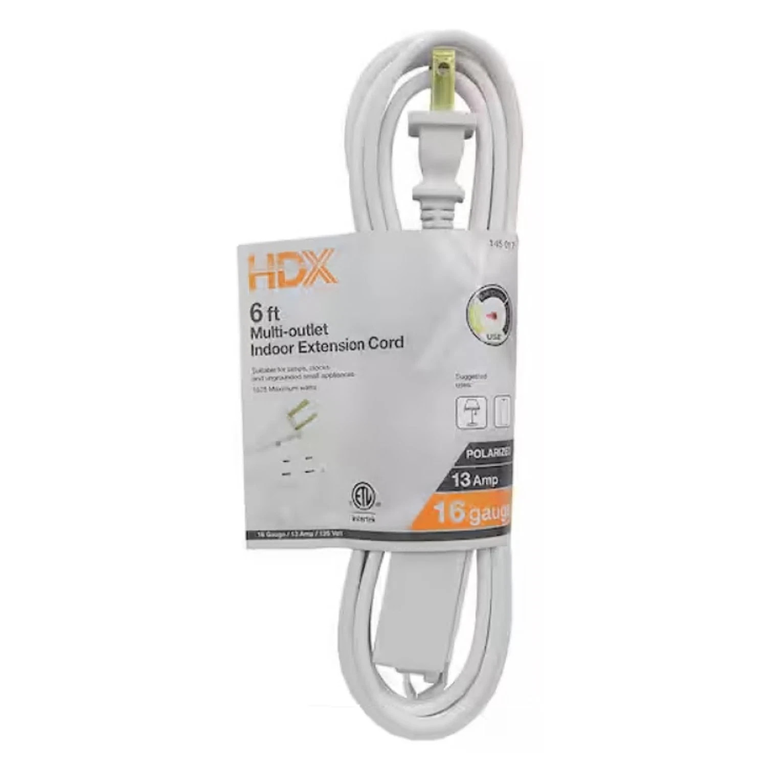 6 ft. 16/2 Light Duty Indoor Multi-Outlet Extension Cord, White