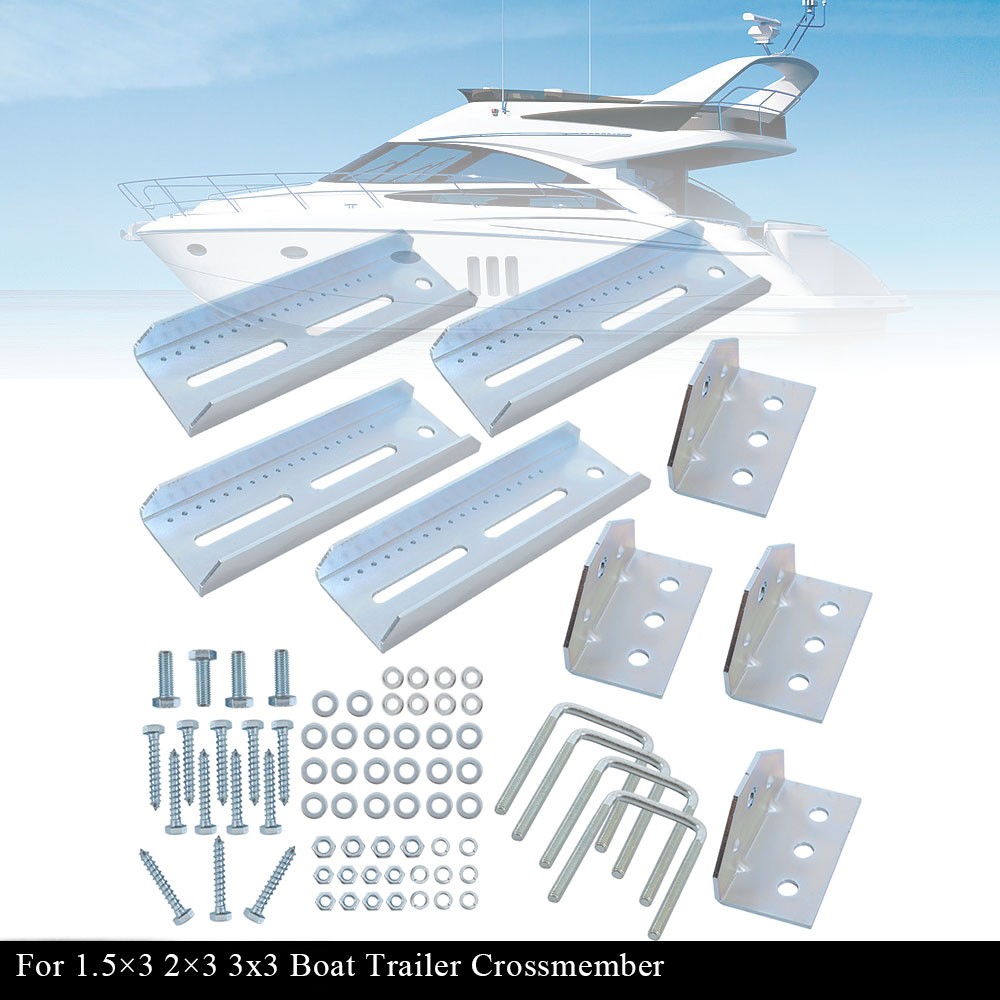 4Pcs 8" Galvanized Swivel Top Bunk Bracket Kit with Hardware Boat Trailer 2x3