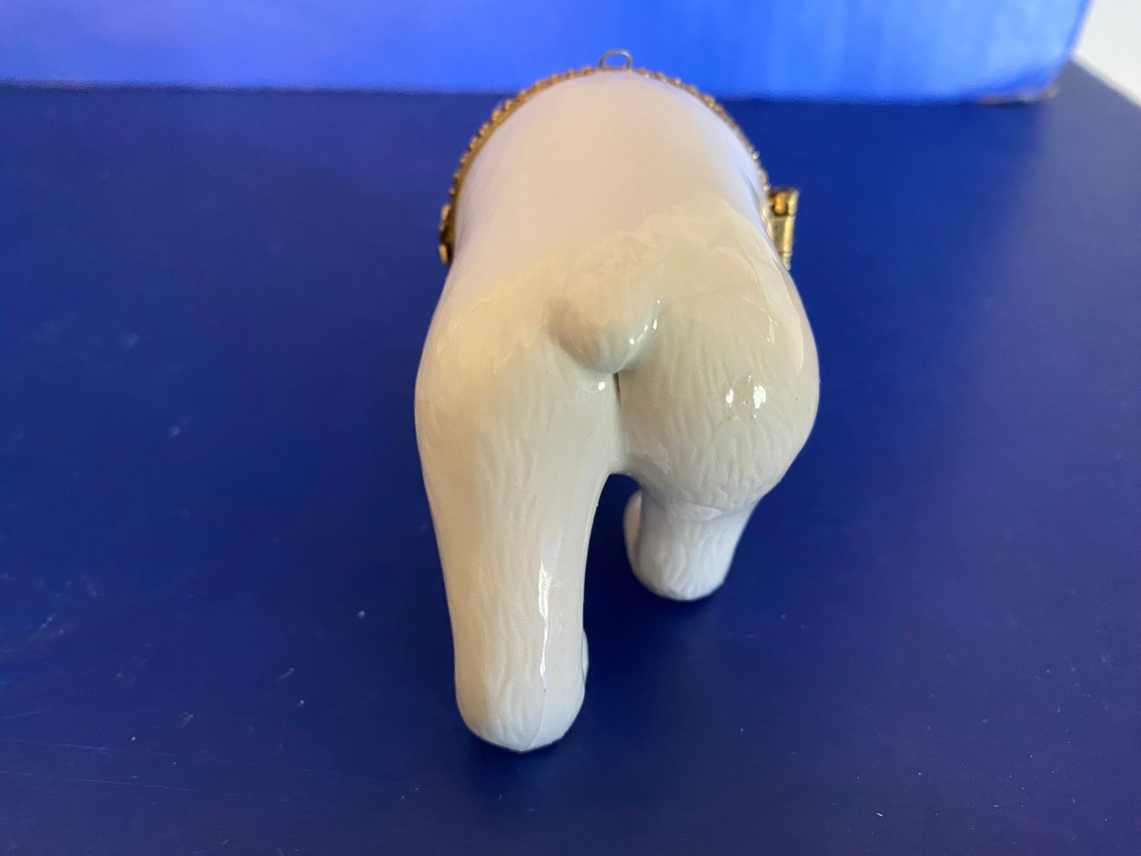 Hinged Trinket Box White Polar Bear Hanging Ornament Porcelain 4 3/4" long