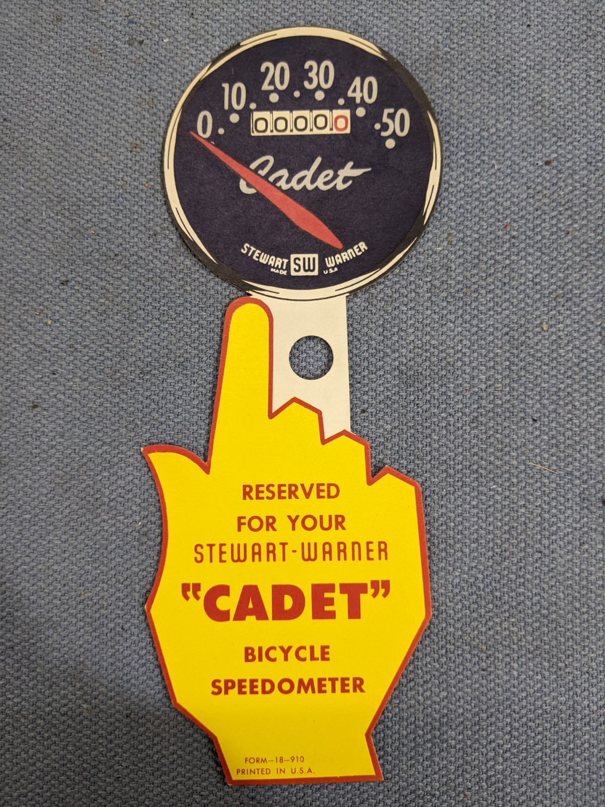 NOS Vintage Original Stewart Warner CADET Bicycle Speedometer Dealer Display