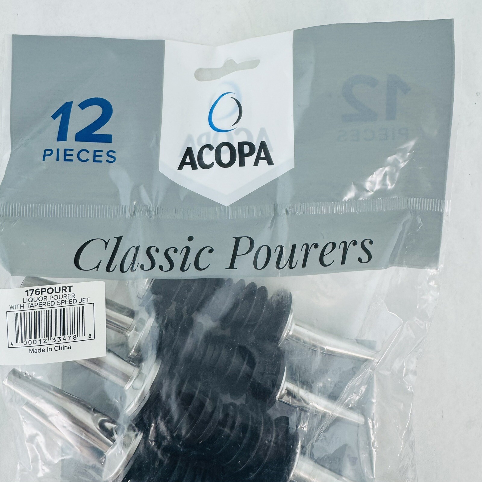 Stainless Steel Classic Bottle Pourers W/Tapered Spout 12 Pack Pourer