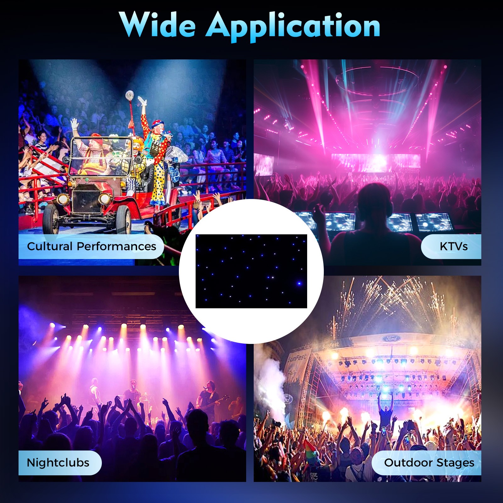 LED Star Stage Backdrop Star Curtain DMX512 Background Starry Sky W/ Controller