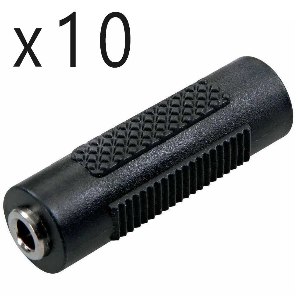 10 Pack - 3.5mm 1/8" Aux Stereo Female to Female F/F Audio Coupler Adapter Jack