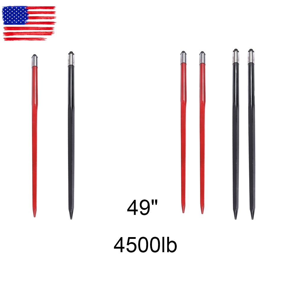 1~2 Pack Black & Red 49" Hay Spike Bale Spear 4500lb Capacity Fork For Tractor