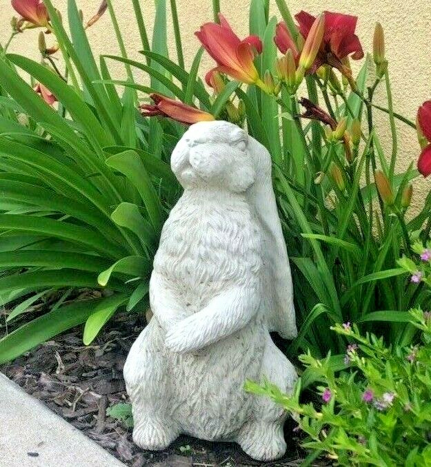 Vintage English Hare cement concrete garden rabbit statue