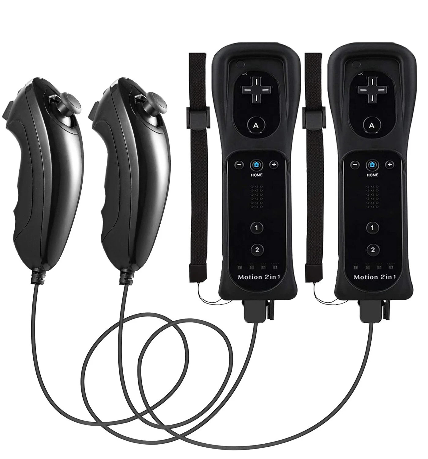 2Pack Built-in Motion Plus Wii Remote & Nunchuck Controller for Wii U Console