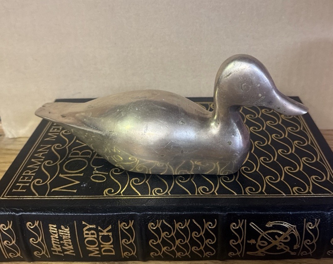 Vintage Heavy Solid Brass smooth Duck Decoy Figurine Approx 10" Long 4” TalIndia