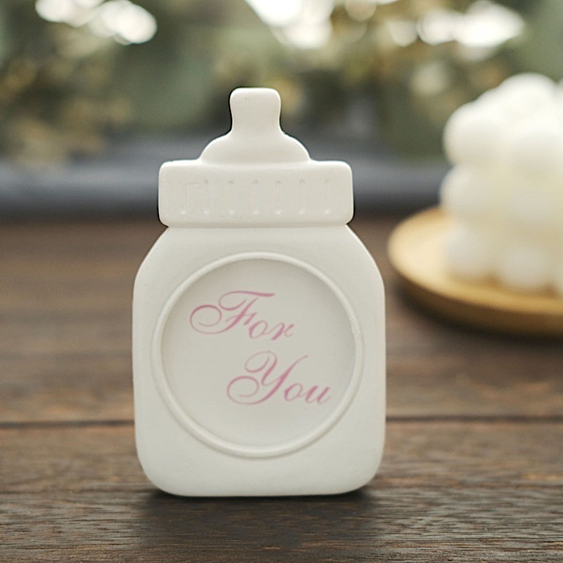 WHITE PINK 4 Mini 4" PICTURE FRAMES Feeding Bottle Baby Shower Favors Party Home