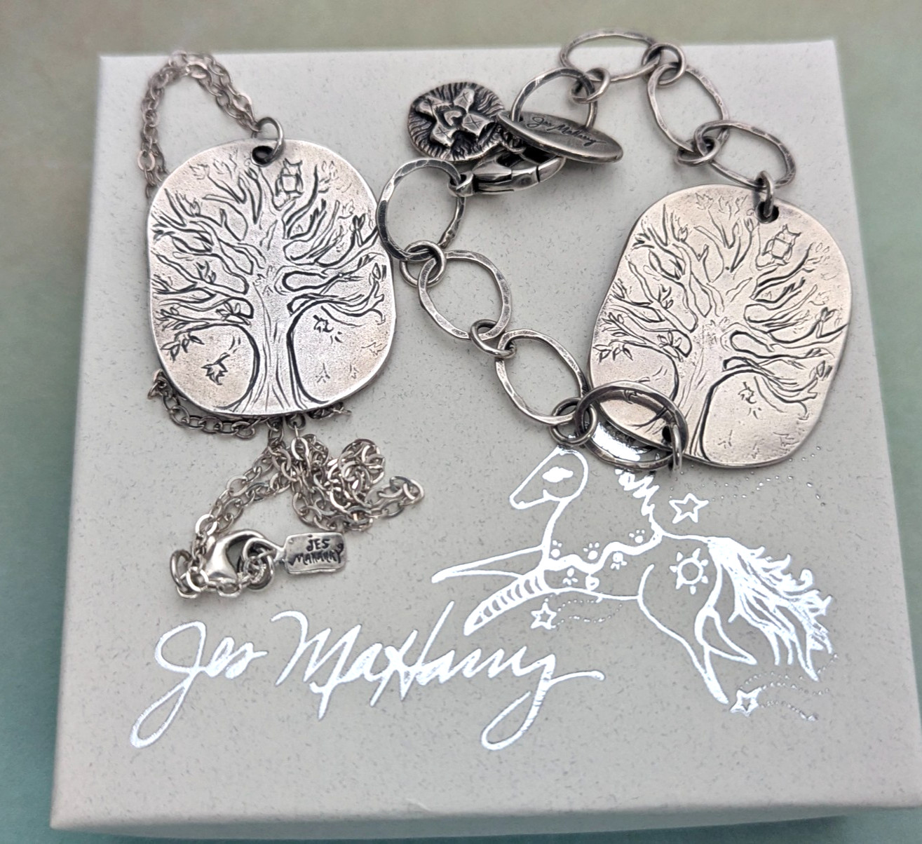 Jes MaHarry Necklace Bracelet Set Stand Strong Tree Of Life Sterling Silver