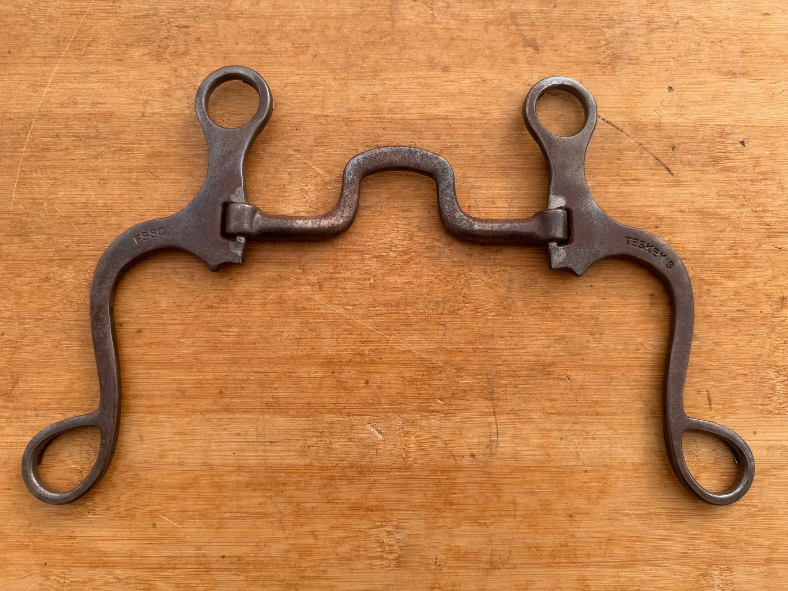 Teskey's Flat Shank Square Port Bit FSSQ ~ Silver Mounted Cheeks ~ 5"