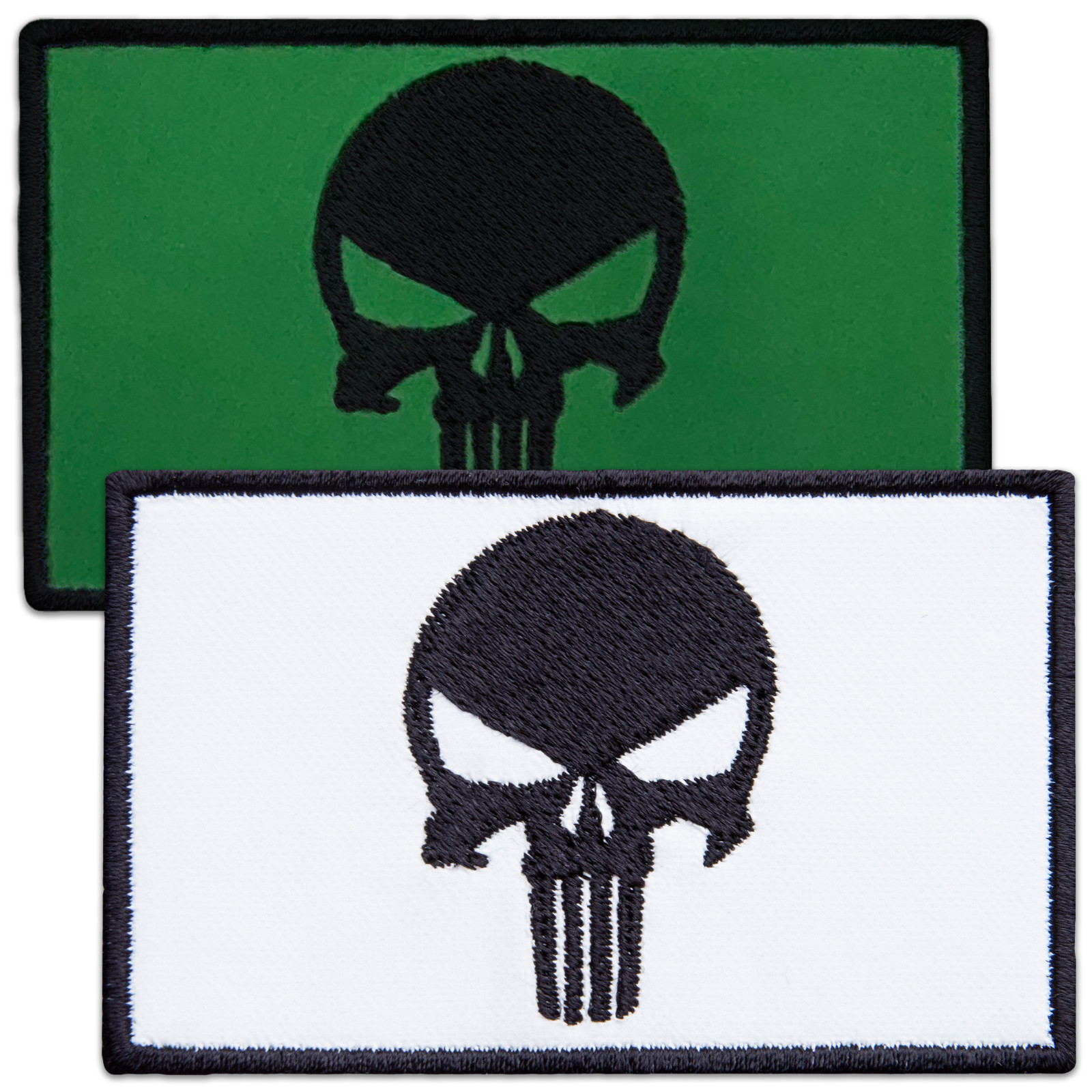 2Pcs Glow-in-the-Dark Skull Patch Set – Embroidered Tactical Morale Patches