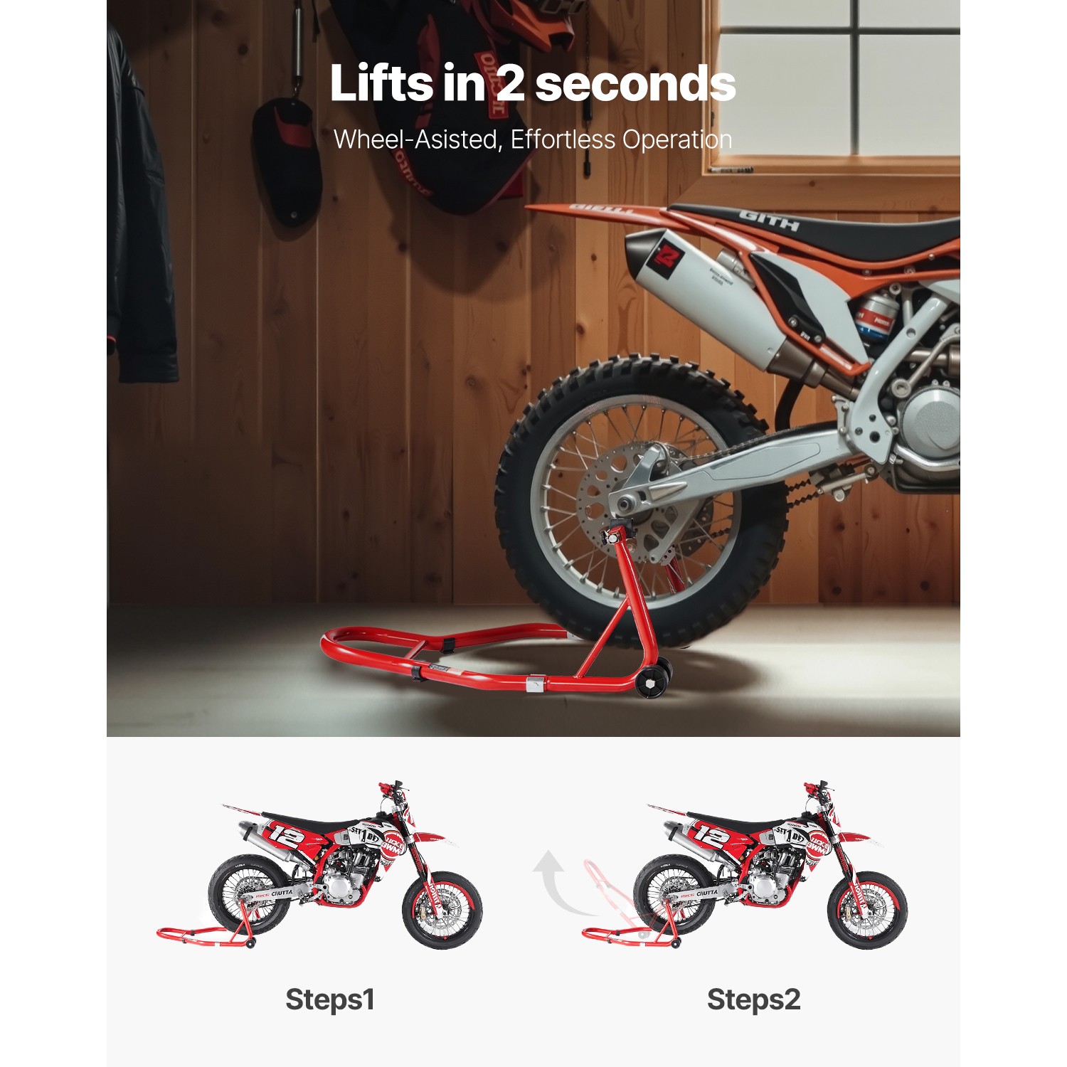 Motorcycle Stand Lift 850 lbs Rear Wheel Spoolift Paddock Swingarm Arm Red