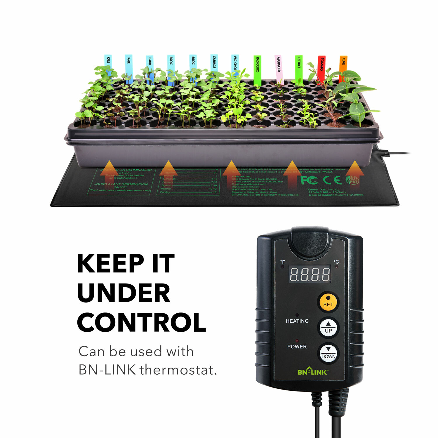 BN-LINK Seedling Heat Mat Heating Pad + Digital Thermostat Controller Combo Set