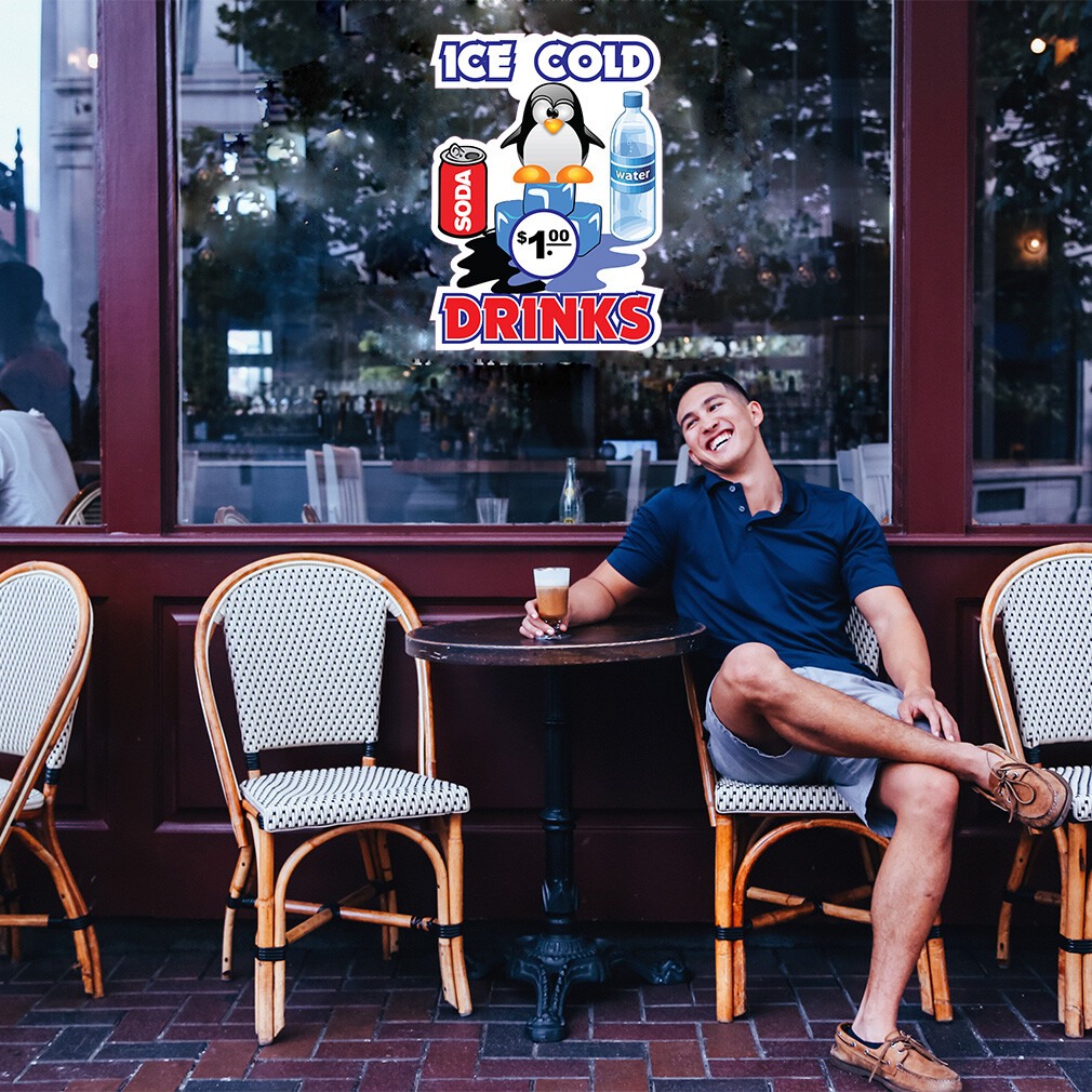 Food Truck Decals Ice Cold Drinks Style G Restaurant & Food Concession Sign Blue