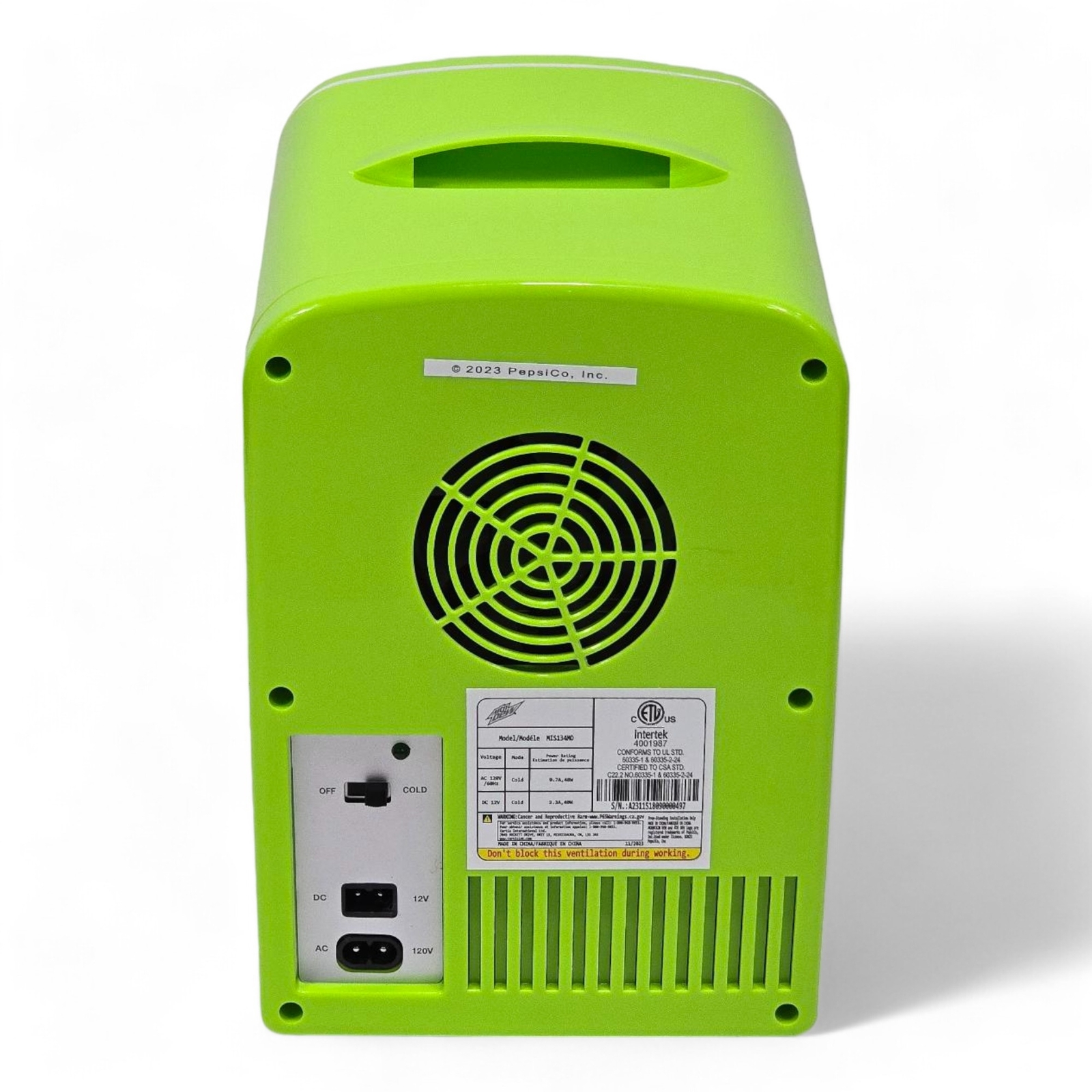Mountain Dew 6-can Mini Portable Fridge MIS134MD Green Holds 6-cans or 4 liters
