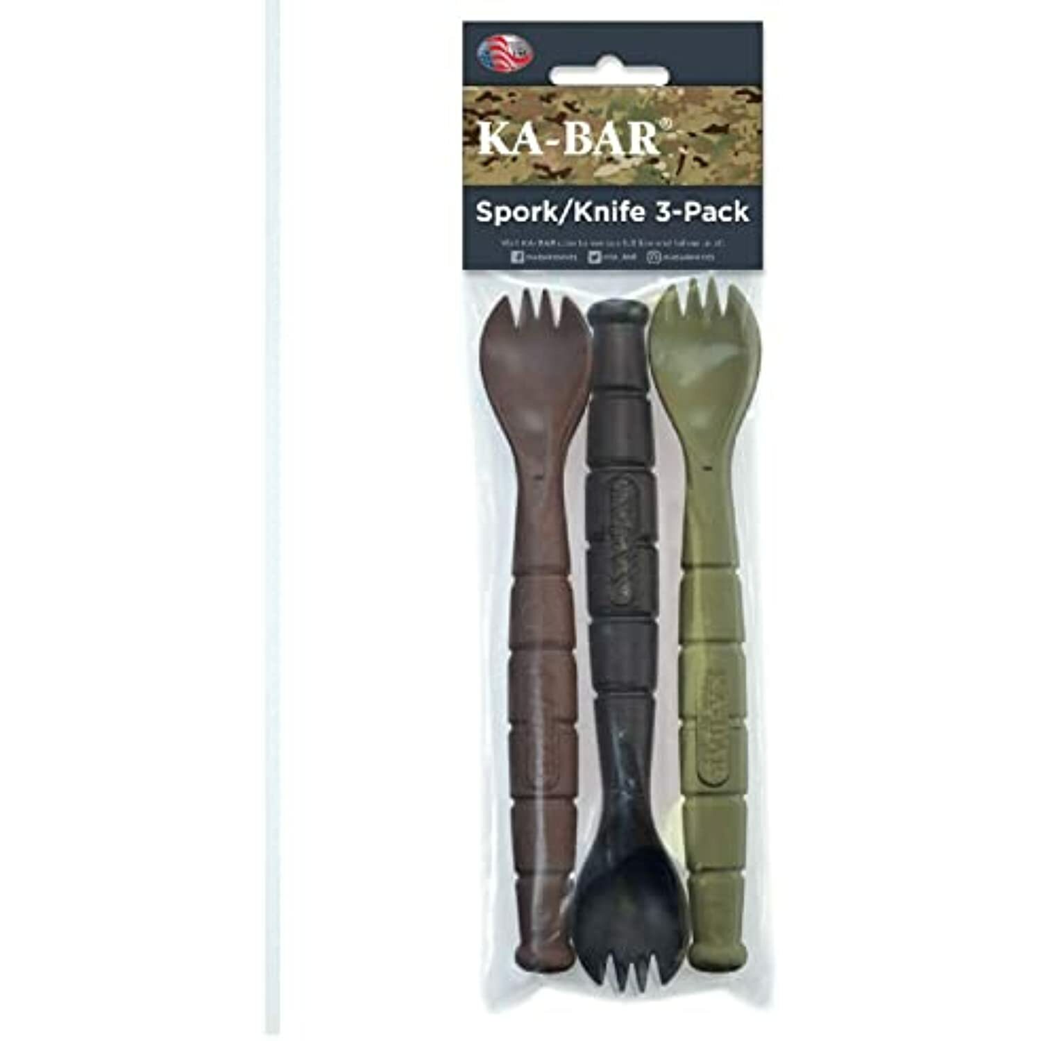 KA-BAR, Field Spork/Knife Kit, Package of 3, Overall Length: 6 .875"