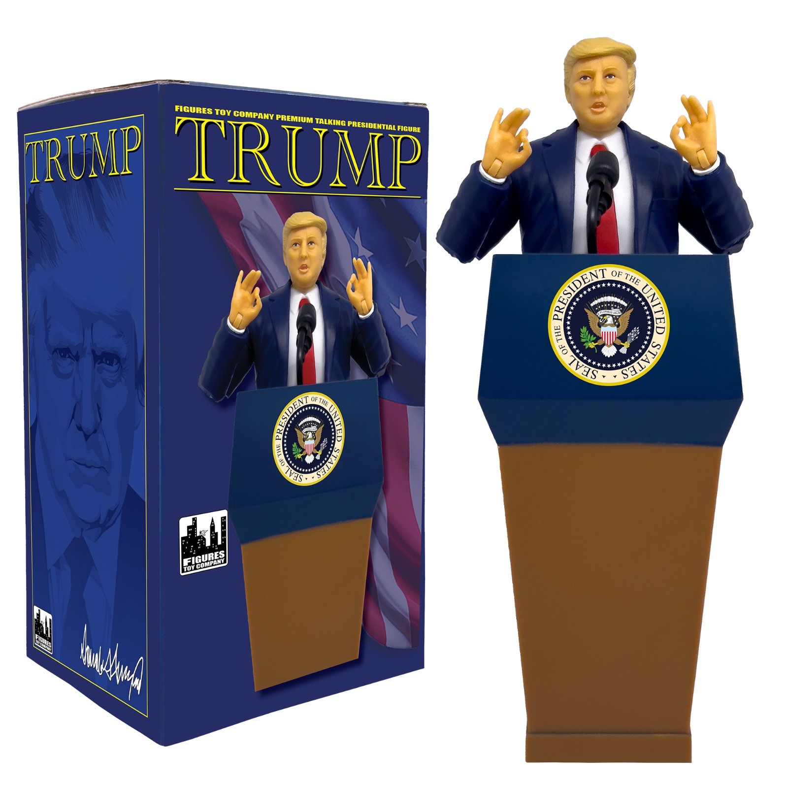 President Trump Talking Action Figure With Deluxe Articulation & Podium