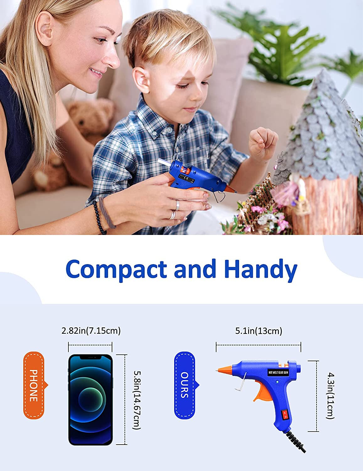 Topelek Mini Hot Glue Gun with 30 Glue Sticks Blue Tear002BDUS