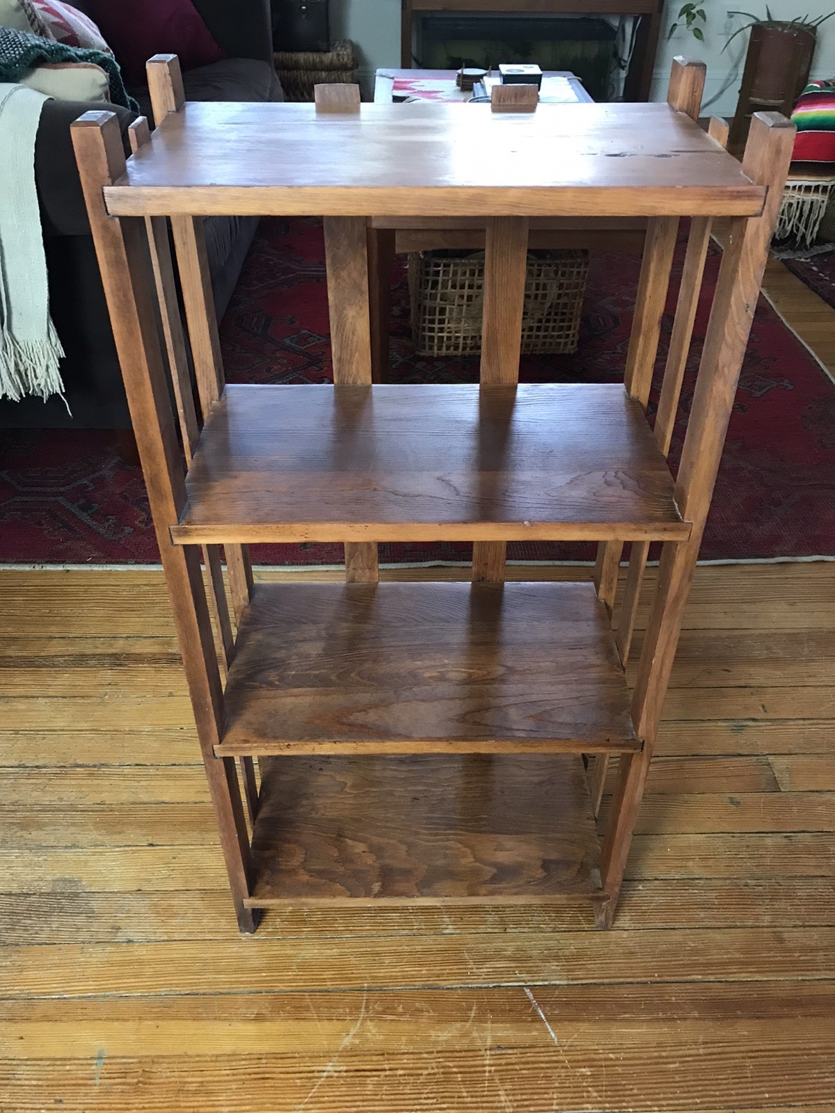 Antique Arts & Crafts Mission Quartersawn Oak Bookcase Shelf Plant Stand 34”H