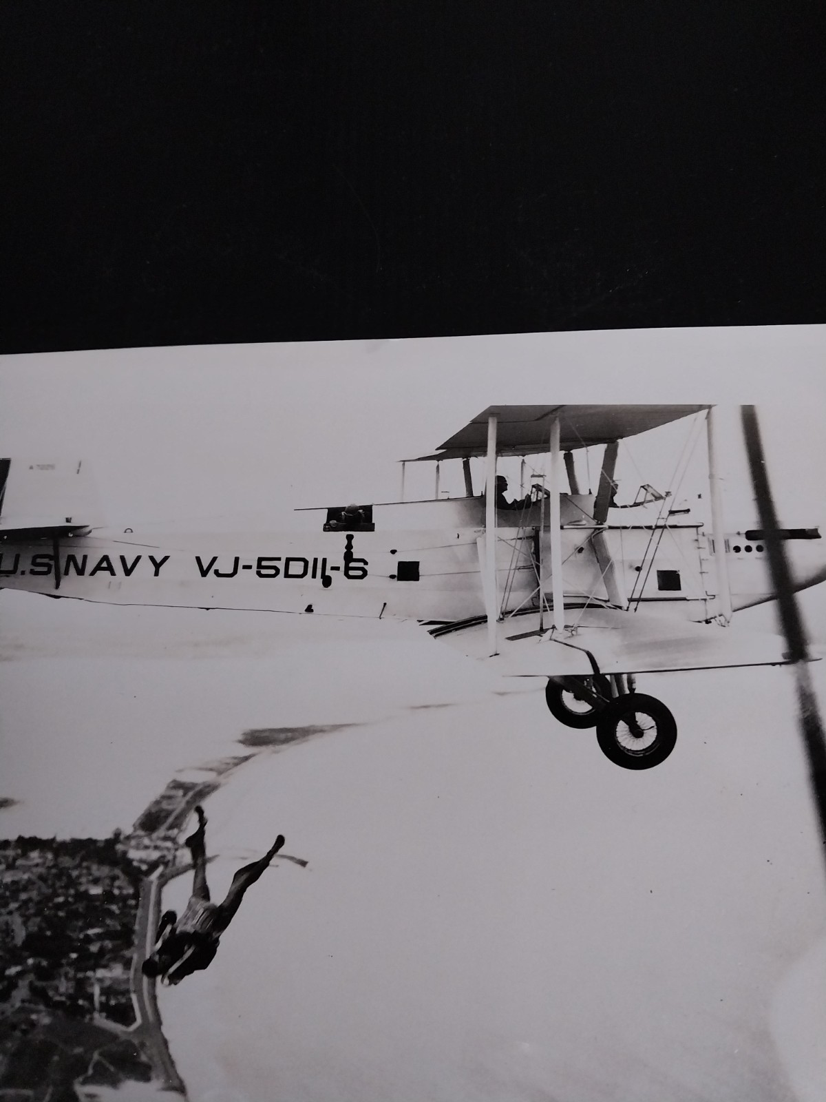 Parachutist over N.A.S. San Diego from Martin T3M-2 c 1928
