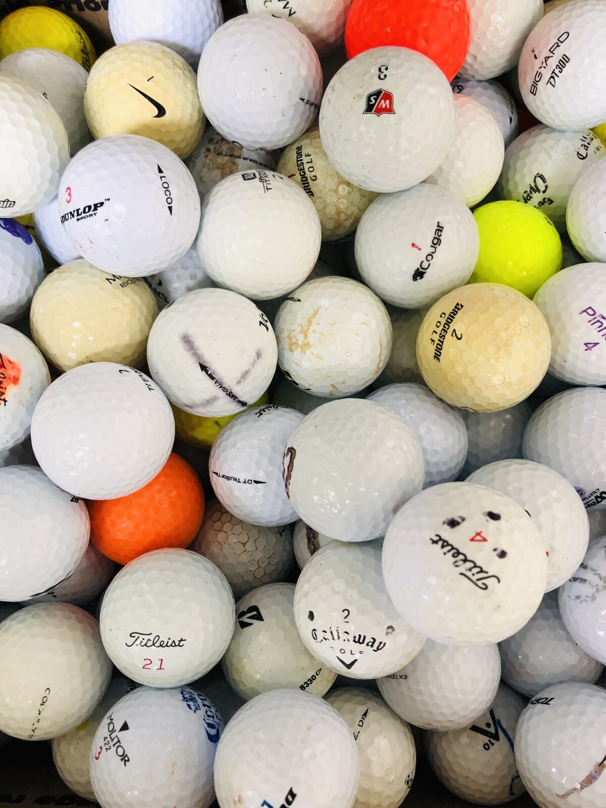 200 “Shaggy” Balls Assorted Brands Mix - HIT-AWAY SHAG Used Golf Balls