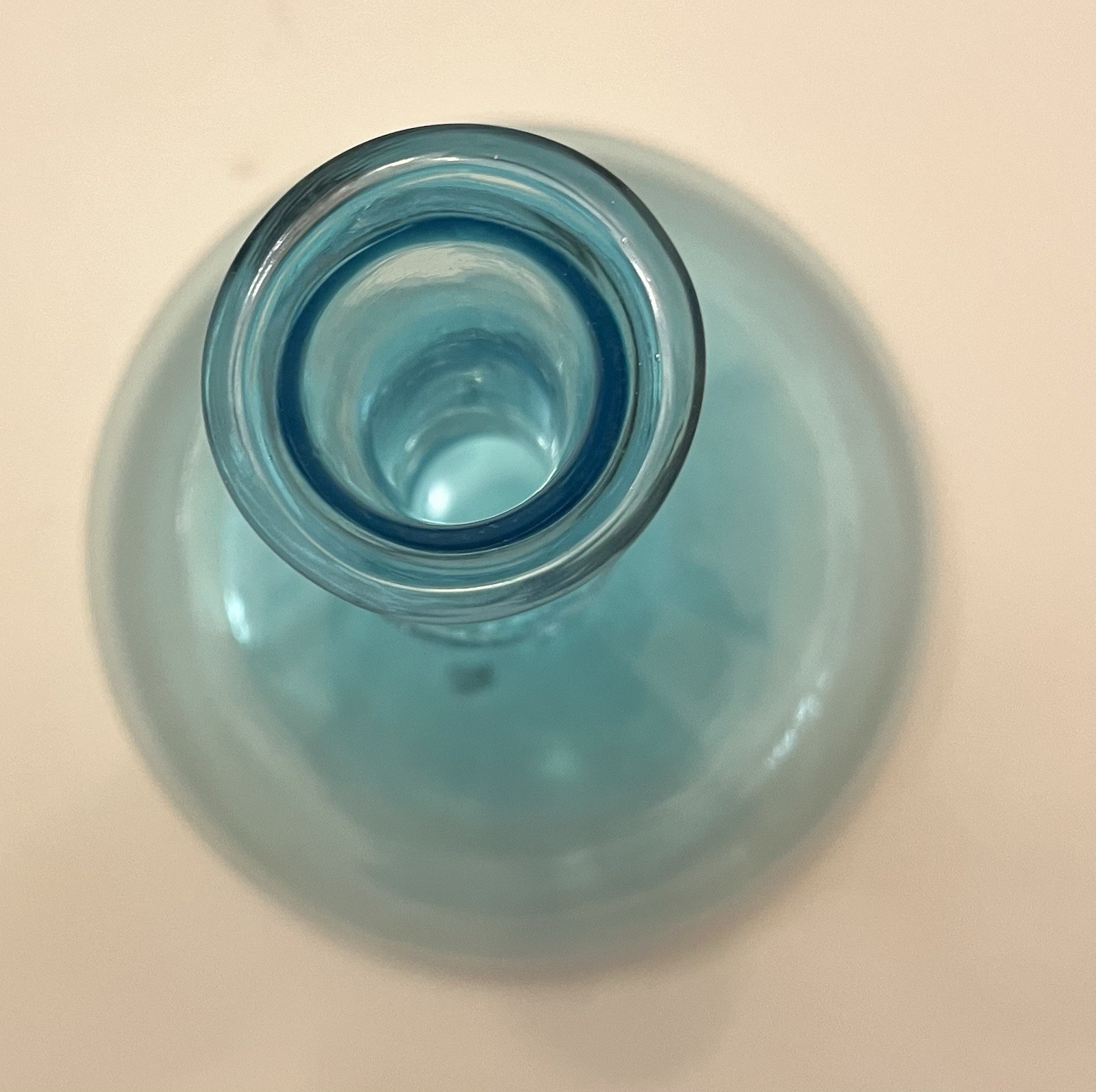 Vintage MCM Italian Aqua Empoli Glass Bottle 11x8 Without Stopper