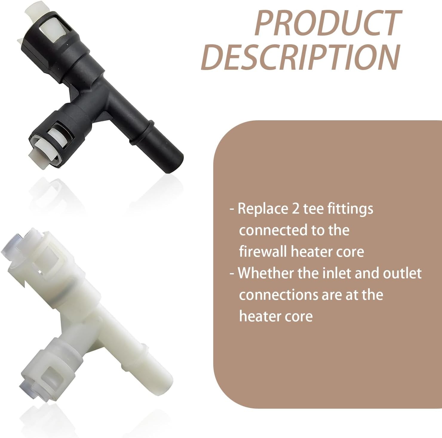 2 PCS Heater Core Hose Connector, Durable Plastic Material Hose Tee Connector, U