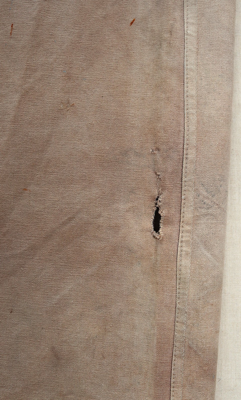 French 1940/50s Faded & Stained Brown Duck Cotton Canvas Pants LE ROBUSTE W39