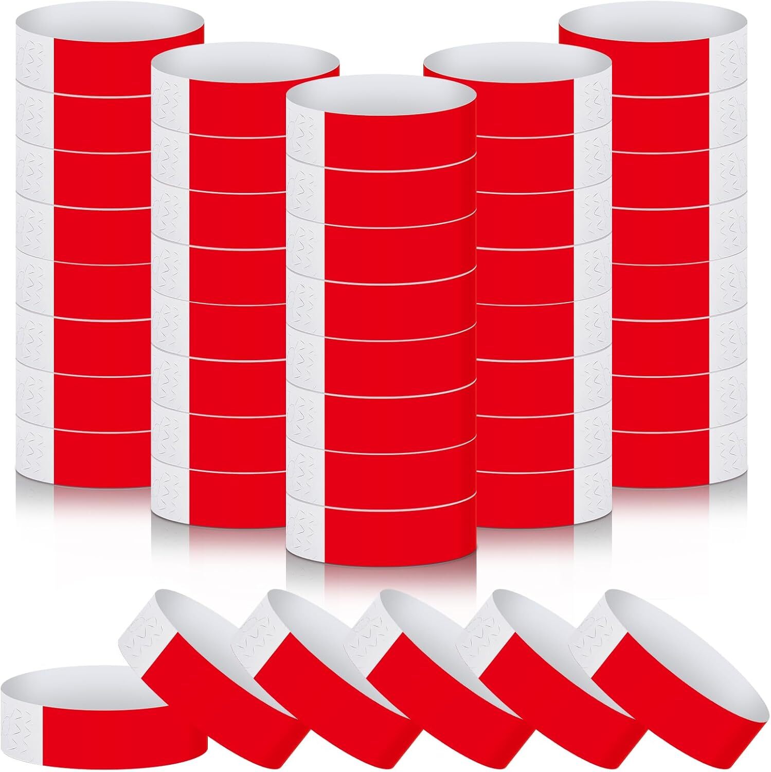 Epakh 500 Pcs Paper Wristbands Neon Wrist Bands Waterproof Hand 500 Pcs, Red