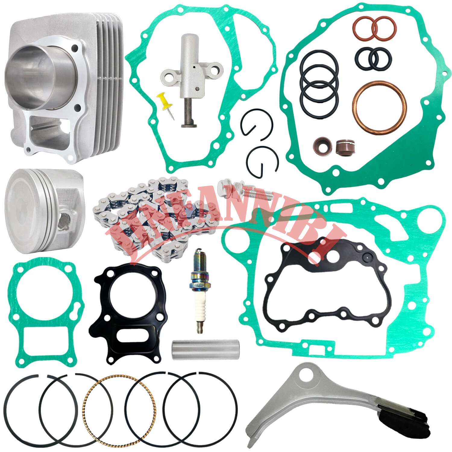 Cylinder Piston Ring Tensioner Gasket Top End Rebuild Kit for Honda Recon 250