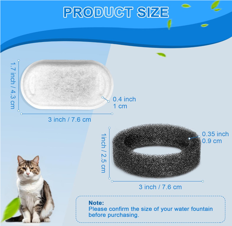Kitty Spout Cat Water Fountain Filters for 3.2L/108oz Stainless Fountain Dog PET