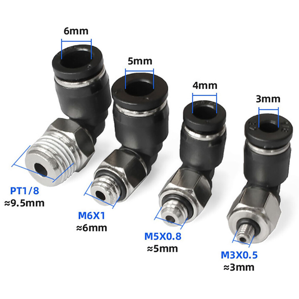 3mm 5mm 6mm 9.7mm Pneumatic Tube 90° Elbow Male Swivel Push To Connect Fitting