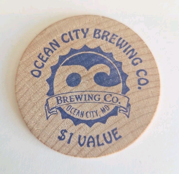 Ocean City Brewing,wooden Nickel Coin,chip ,Maryland