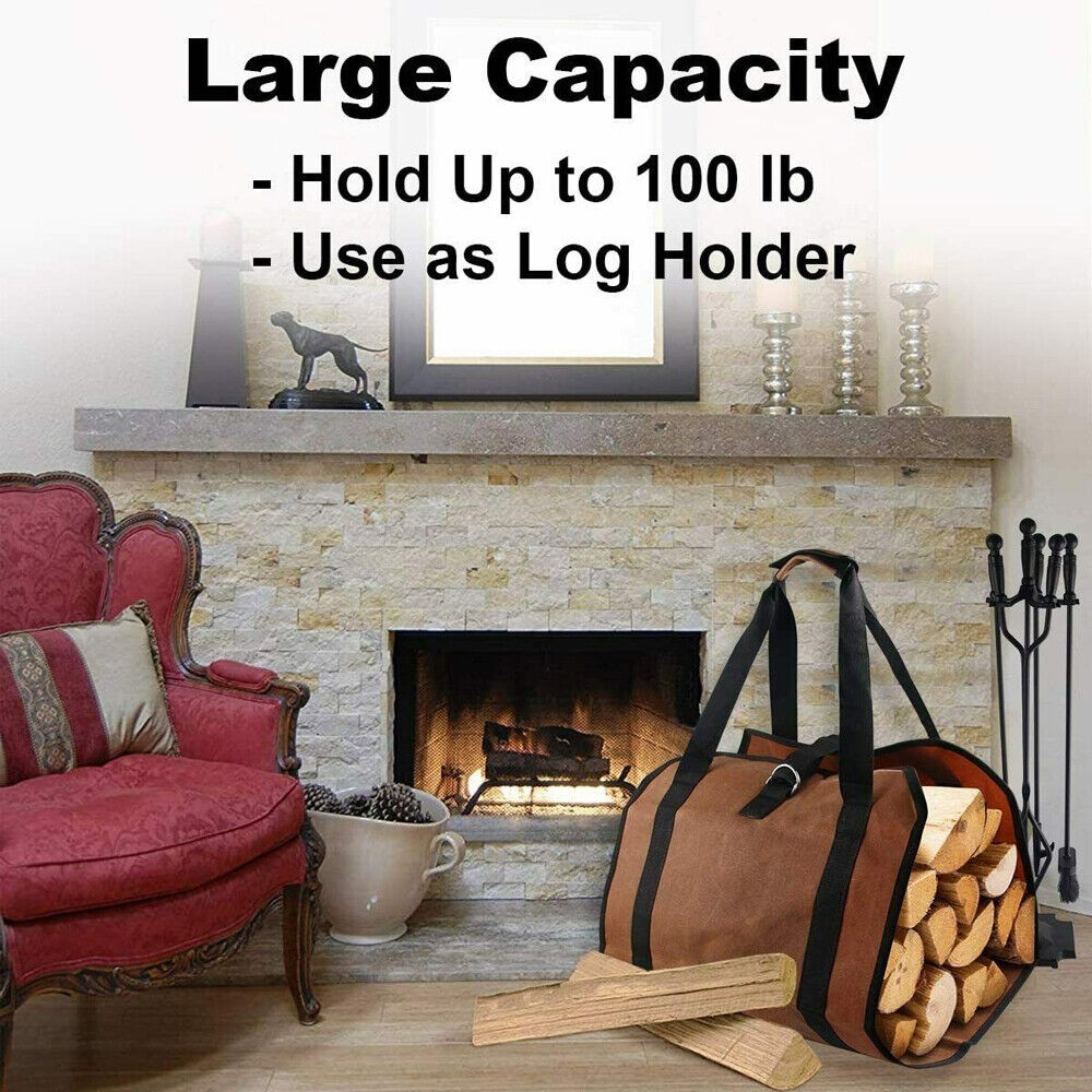 Firewood Log Carrier Bag Heavy Duty Holder Tote Bag Outdoor Camping
