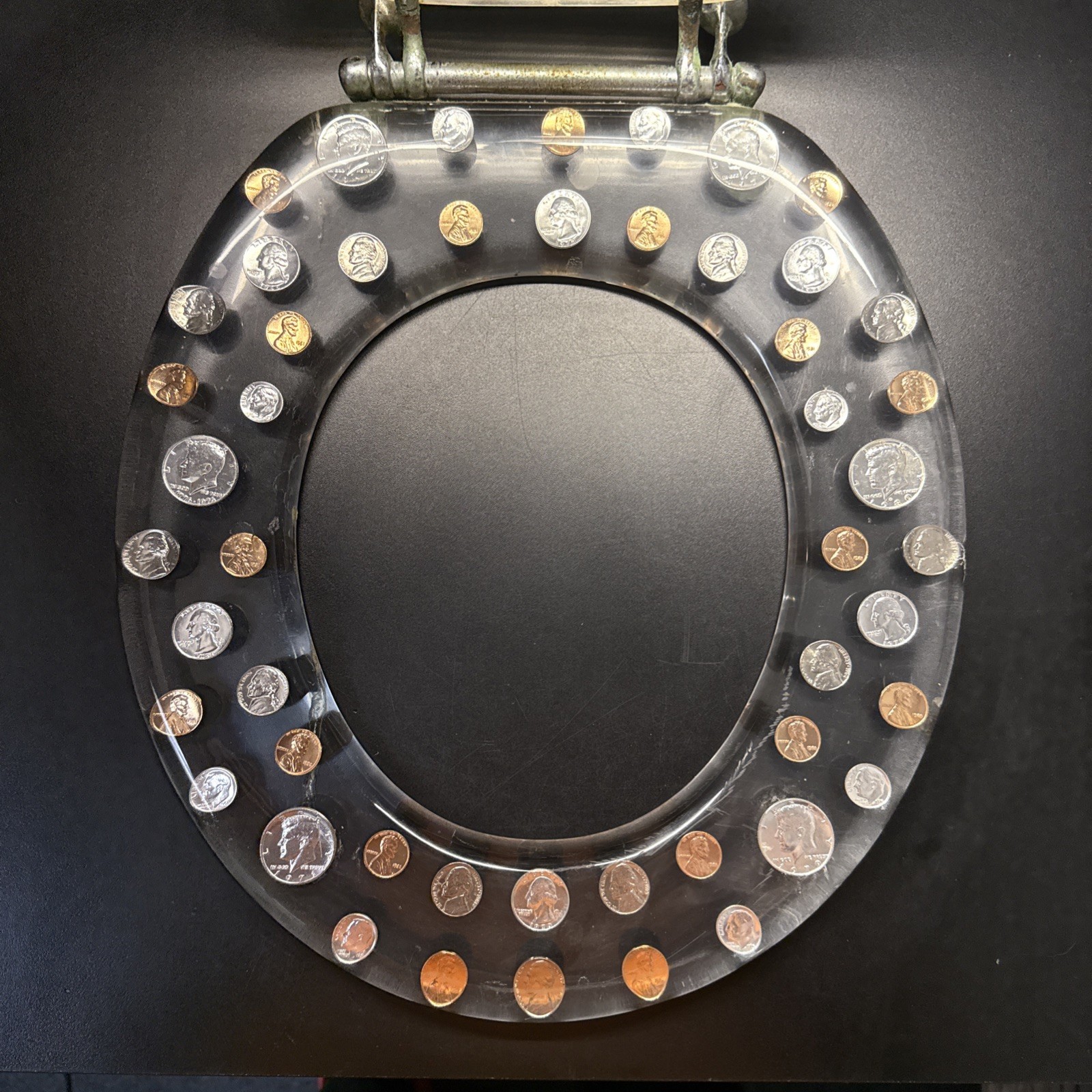 Lucite Las Vegas Toilet Seat Watch Gears U.S. Coins 1965-1981 Time Is Money