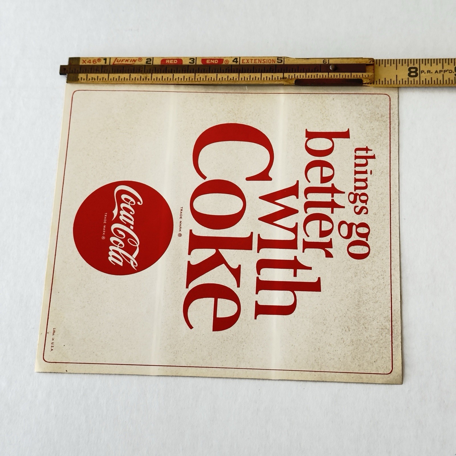 Vintage 1960s Coca-Cola Decal “Things Go Better With Coke” 8” Litho For Tin Sign