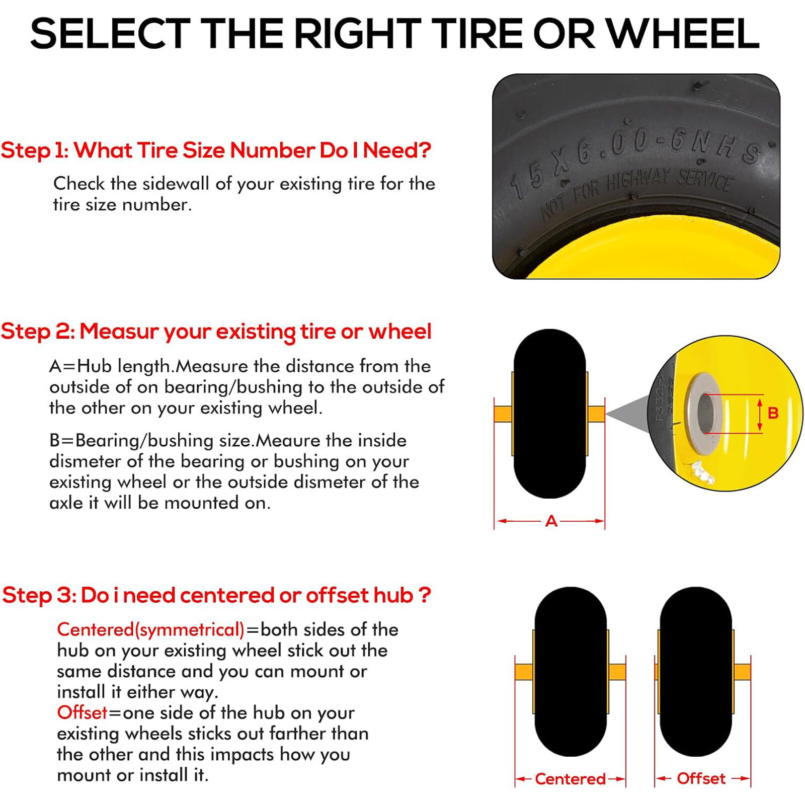 WEIZE 15x6.00-6 4Ply Lawn Mower Front Tires and Wheel For John Deere Set Of 2