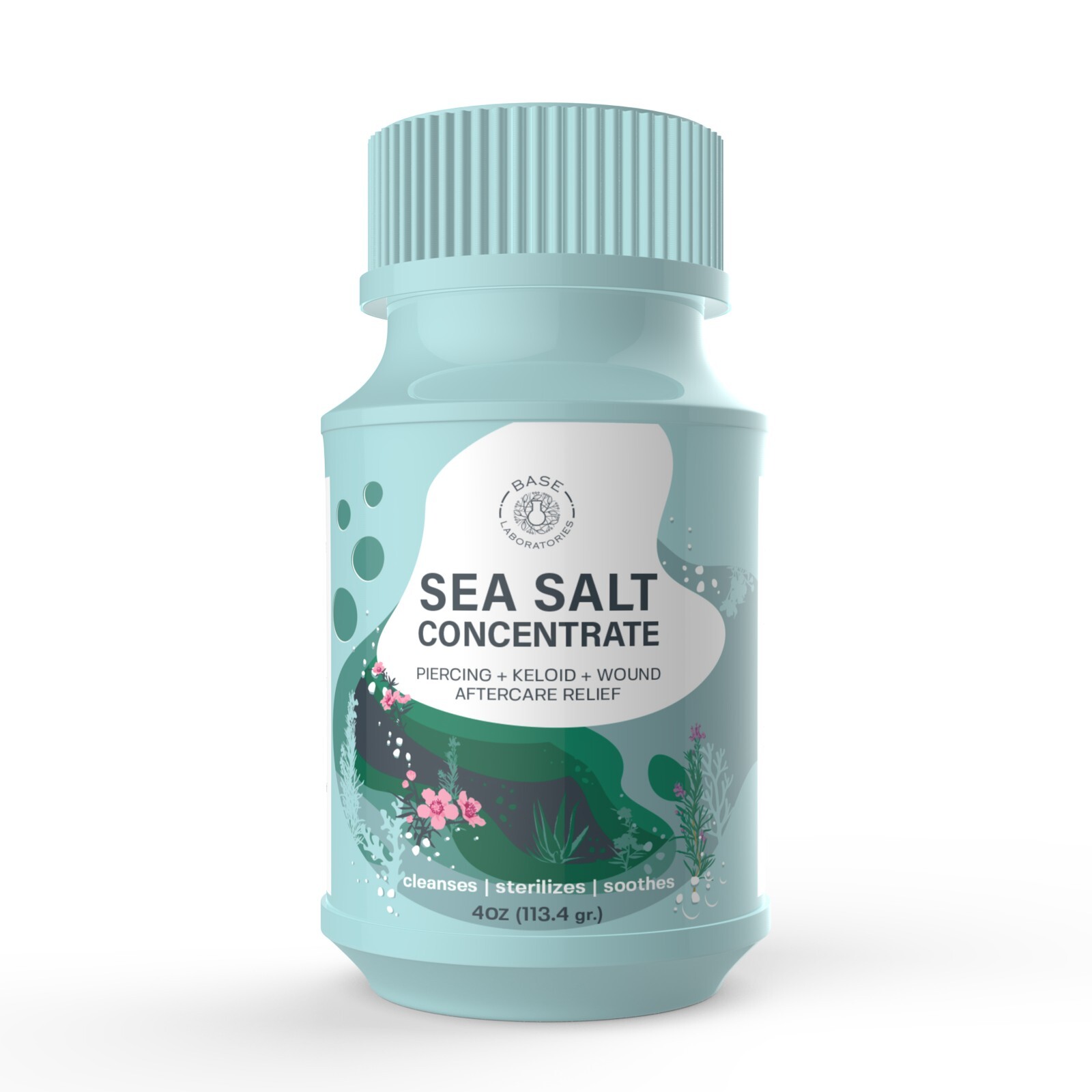 Base Labs Sea Salt Wash For Piercing Aftercare | 4oz | Cleanses & Soothes