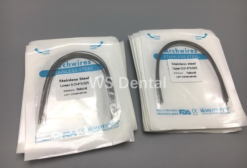 100Pc Ortho Dental Arch Wire S.S Natural Stainless Steel Wires Round Rectangular