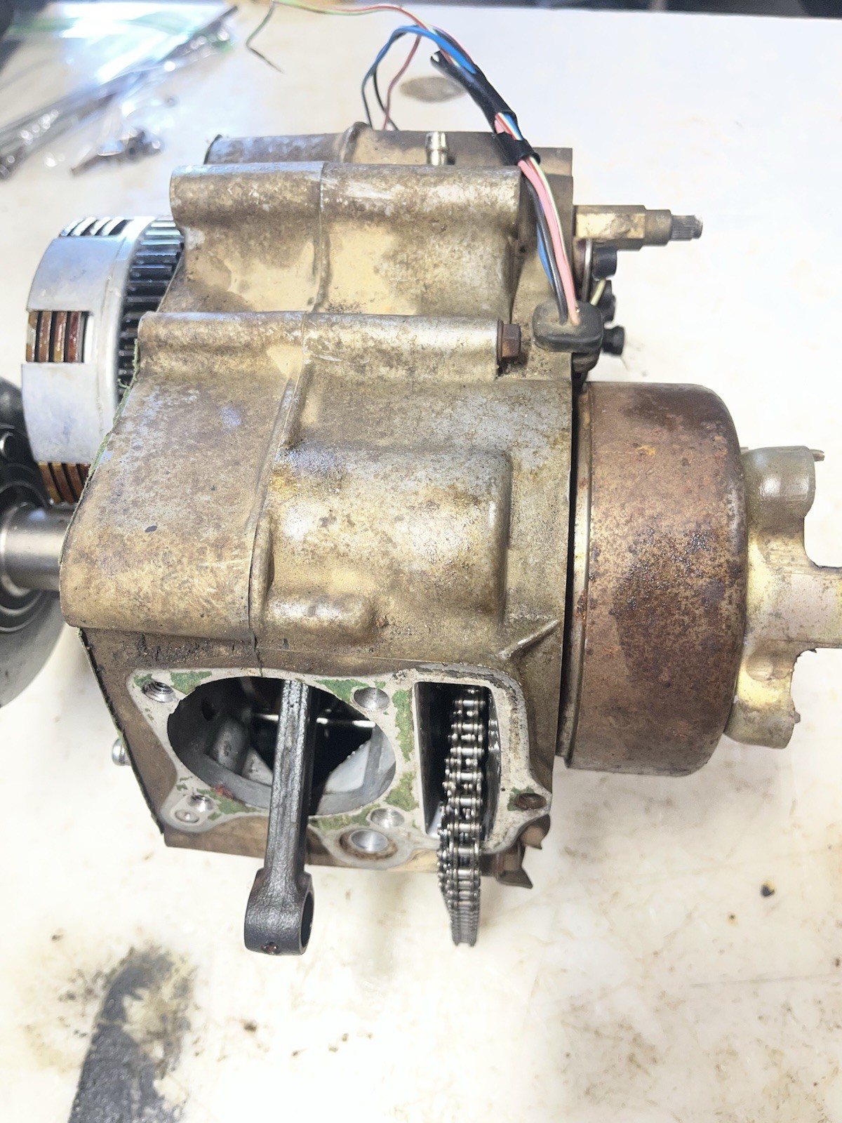 1993 Honda TRX 90 Bottom End Engine Crankcase Case Crankshaft Clutch Flywheel