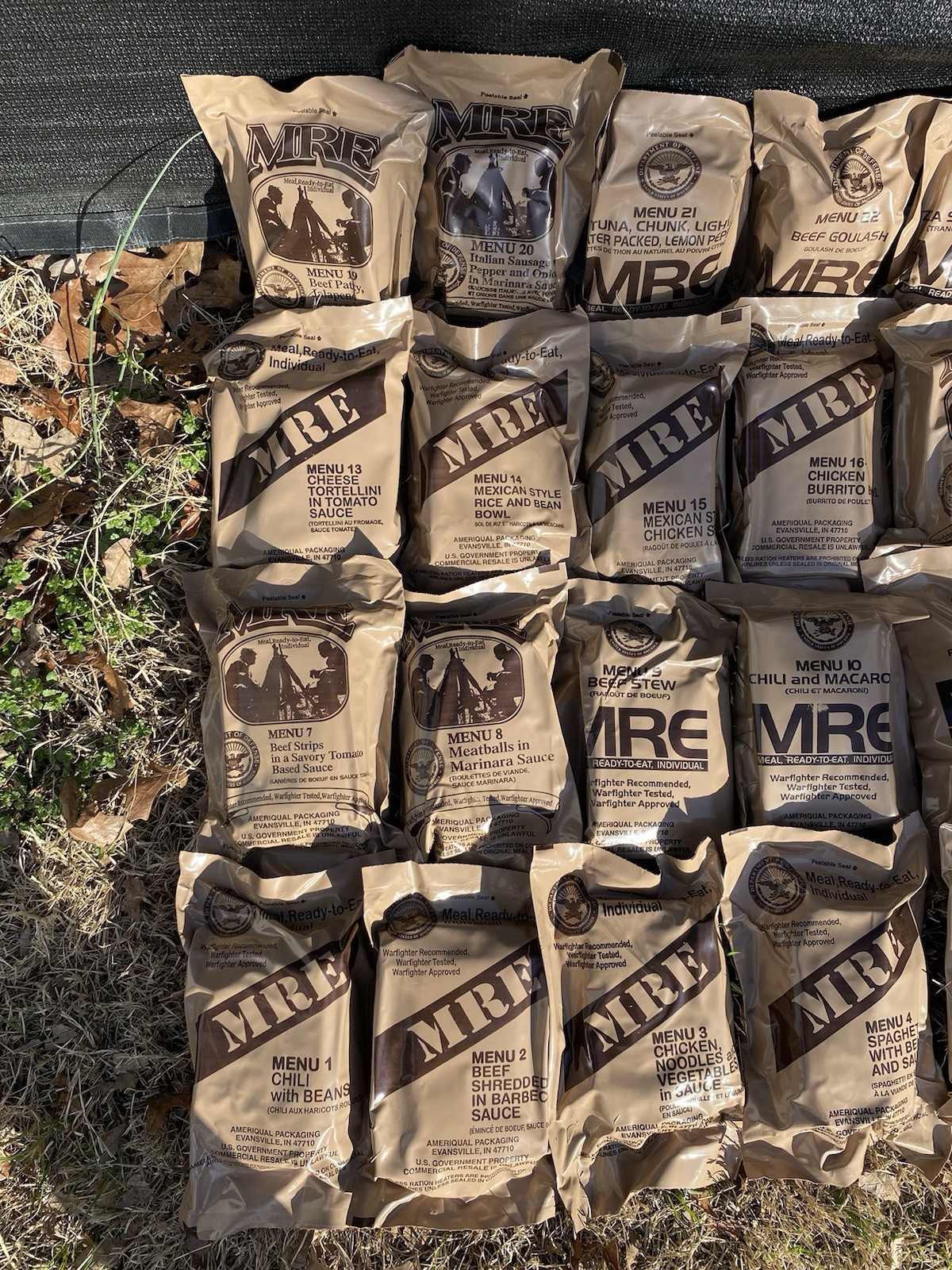 MRE U.S. Military Ready to Eat Meals INSP 2025 Case A & B 24 Meals FREE SHIP