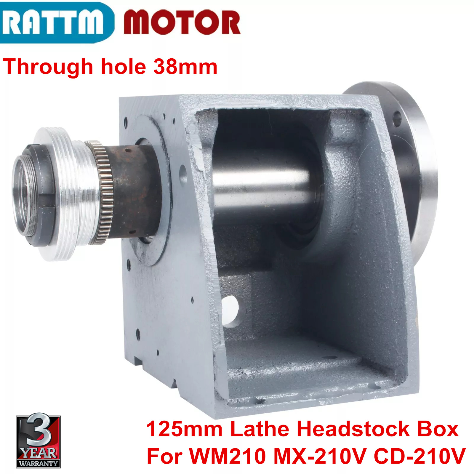 125mm Lathe Headstock Spindle Box Assembly 38mm Hole For WM210 MX-210V CD-210V
